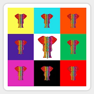 Rainbow Elephant Color Quilt Sticker